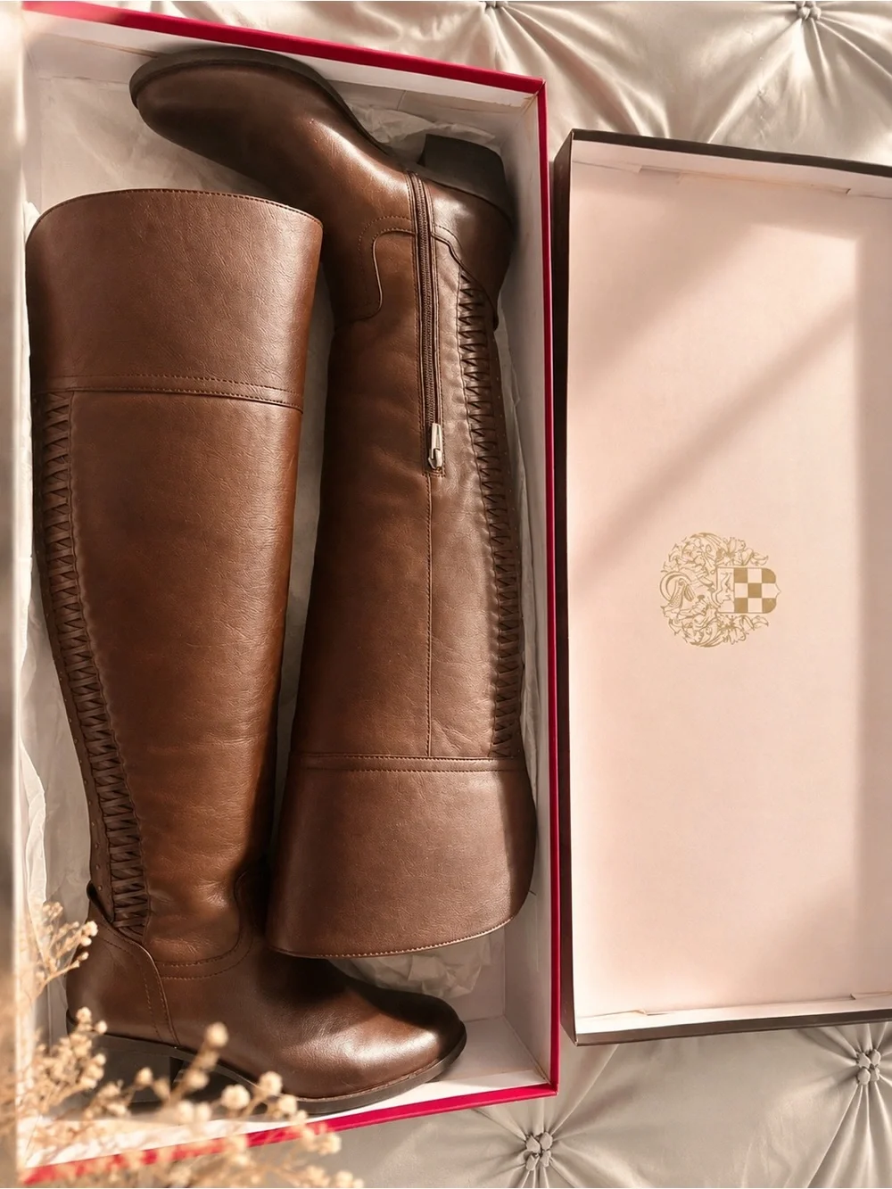 Vince Camuto Brilley Brown Leather Tall Riding Boots Size 7.5